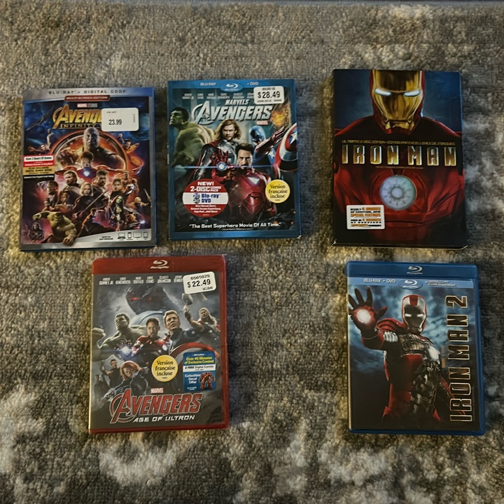 Avengers & Iron Man DVD/Blu-Rays Bundle
